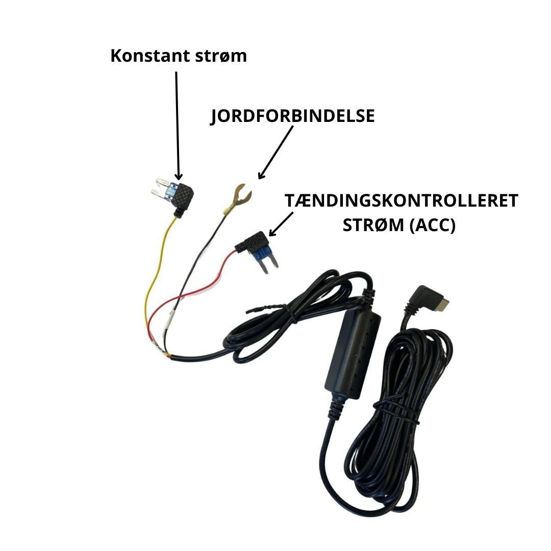 24V til 5V Omformer til Dashcams USB - C (Tilslutning til fast strøm)
