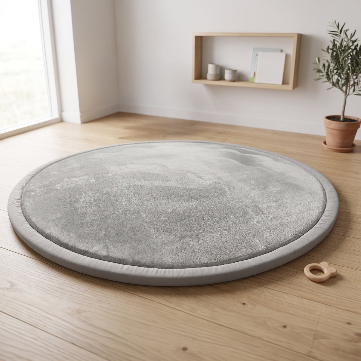 Lunea Luksus Legemåtte rund Ø140 cm – Blød Memory Foam & Skridsikker Bund