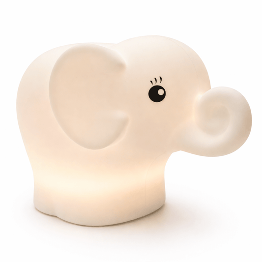 NightHero RGB Natlampe – Elefant - Blød Silikone Børnelampe med Timer & Touch