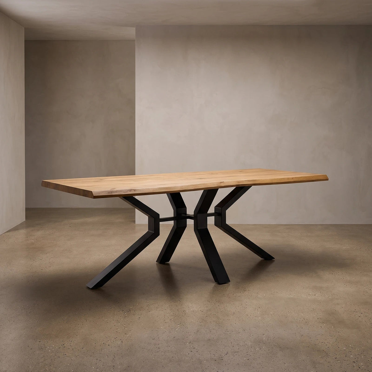 Plankebord/spisebord – 180 x 90 cm – Sort Stel