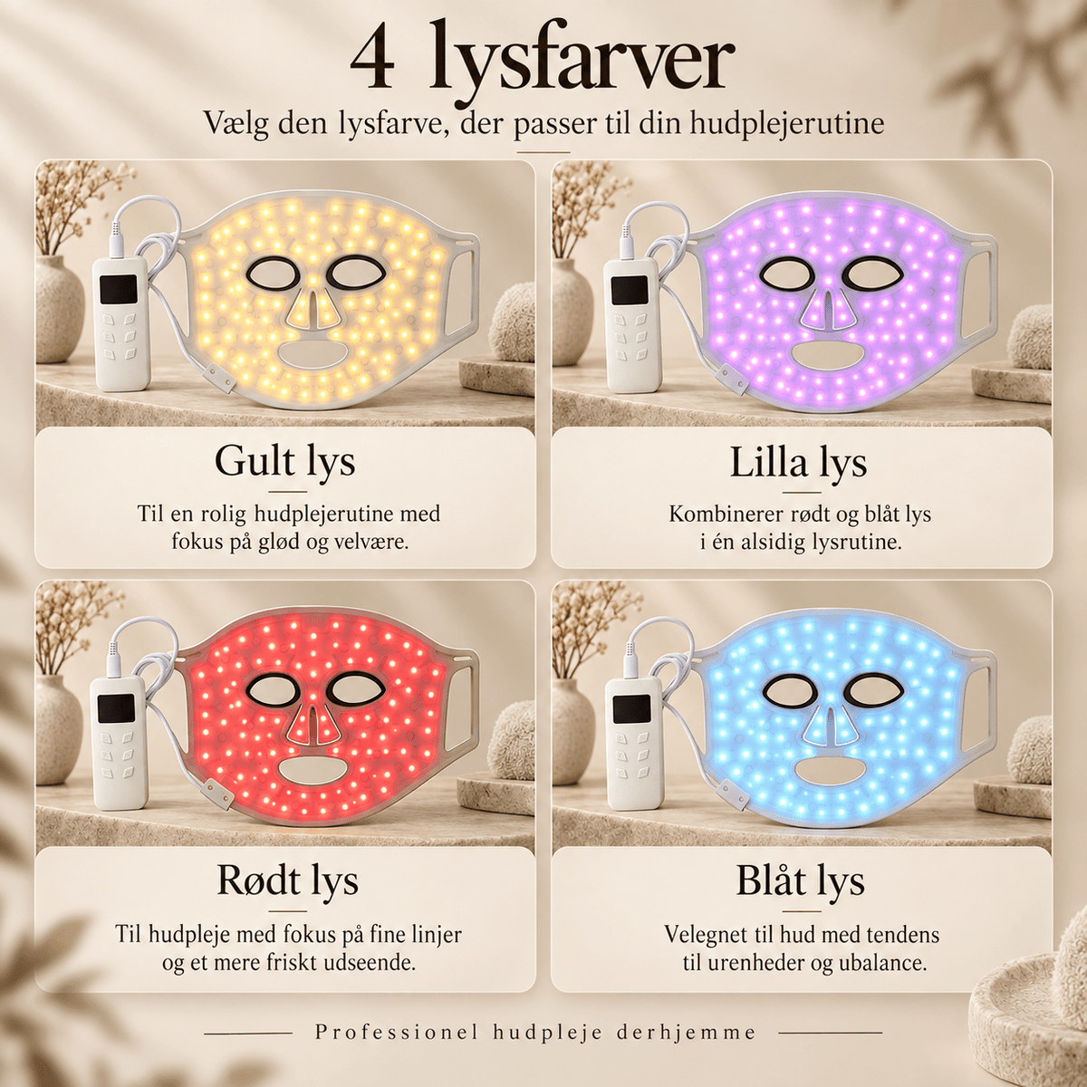Premium LED Ansigtsmaske med 240 LED, 4 forskellige behandlinger