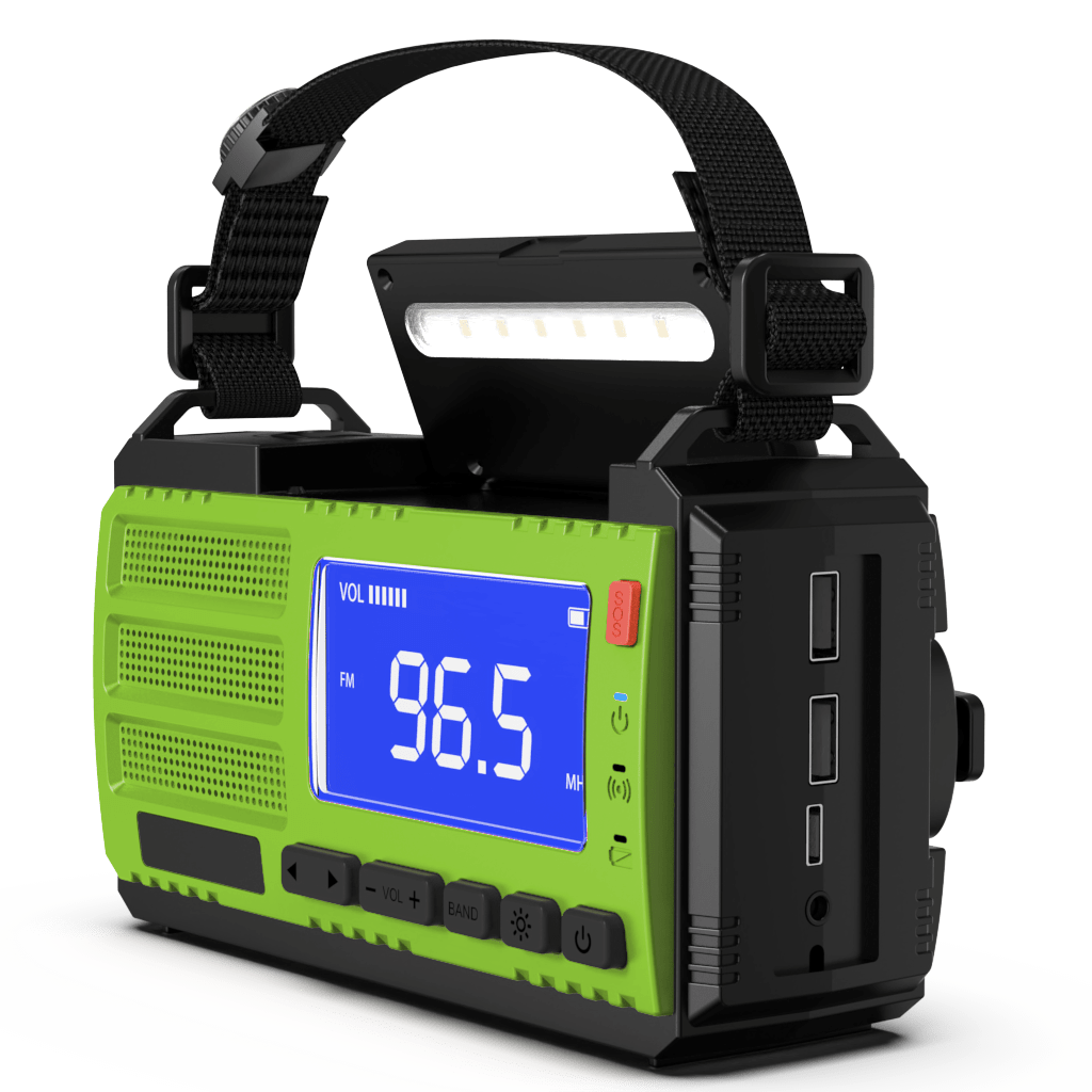 Premium Nødradio med Solcelle, Håndsving og 10.000 mAh Powerbank