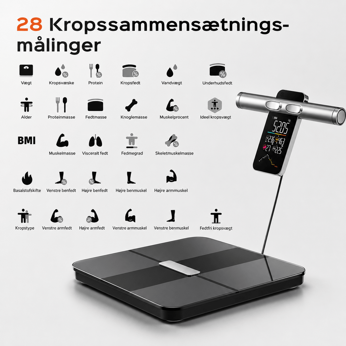 Smart Kropsanalysevægt med 8 Elektroder & Fitdays App
