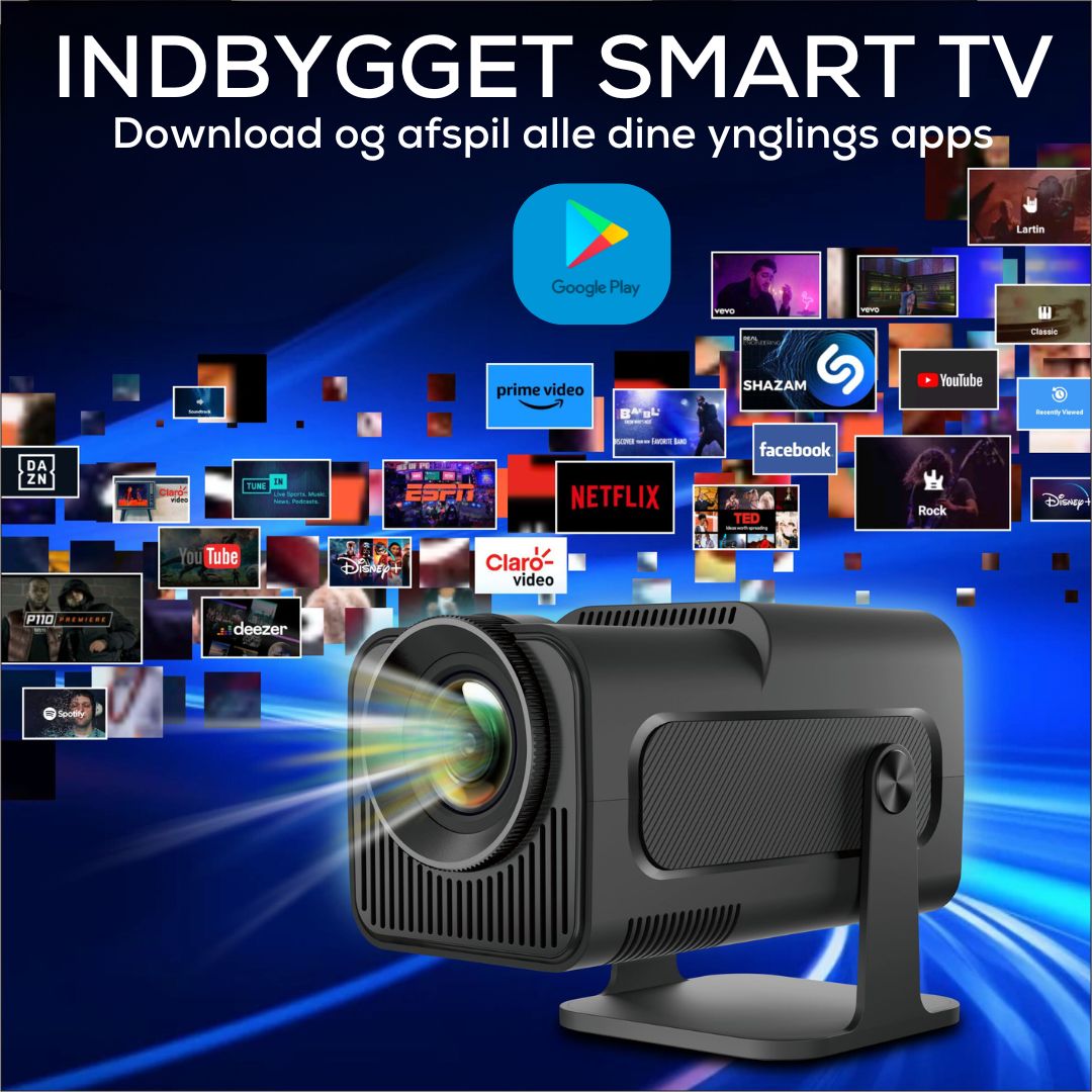 Smart Projektor IY3000, (Op til 130") Android 11, WIfi, bluetooth, HDMI og USB