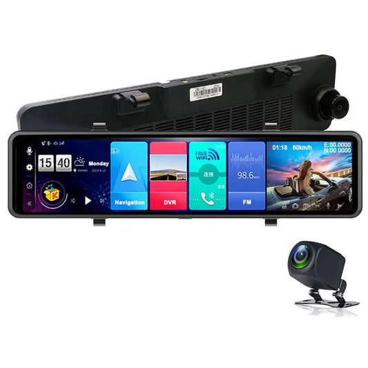 12'' 4G ANDROID TOUCH BAKSPEJL MED DASHKAMERA
