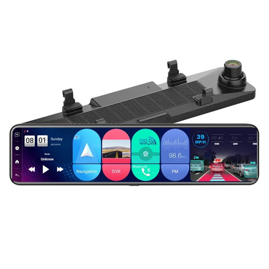 12'' 4G ANDROID TOUCH BAKSPEJL MED DASHKAMERA