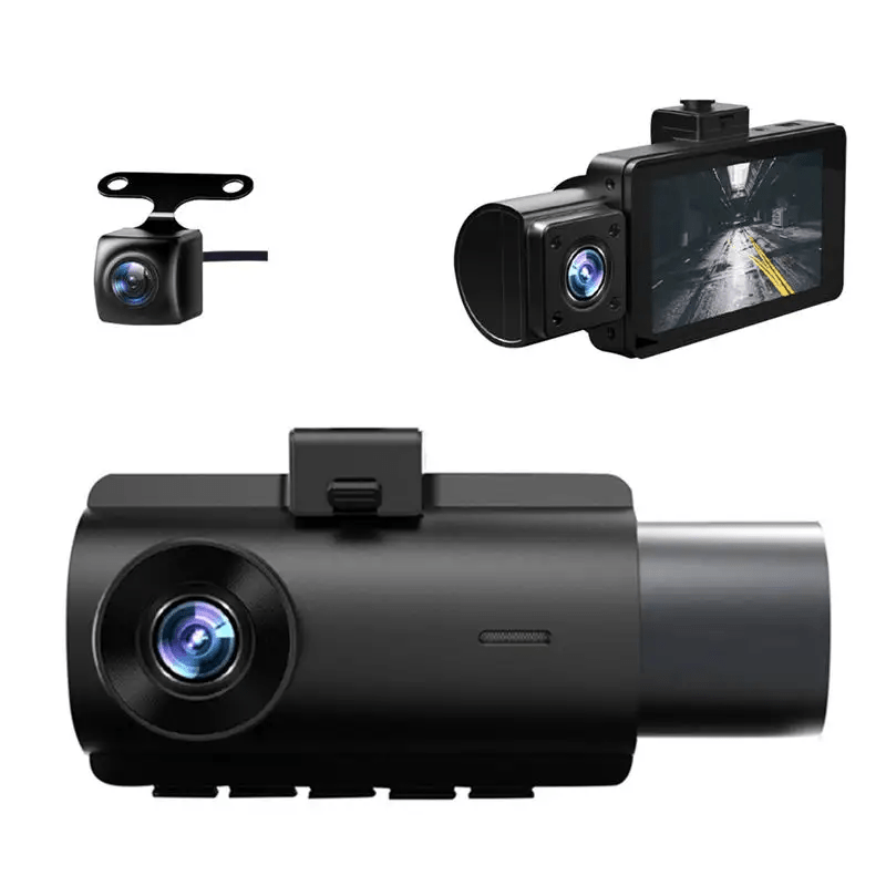 2K Dashcam med 3 kameraer & 3'' IPS skærm, Bevægelses censor og meget mere!