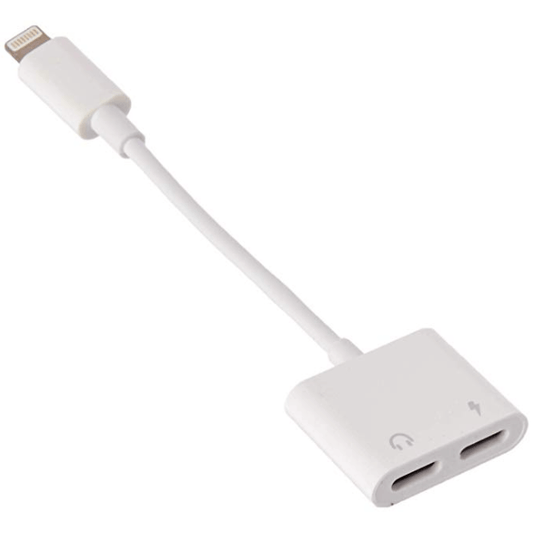 Adapter Dual til iPhone - lyd og opladning på samme tid!