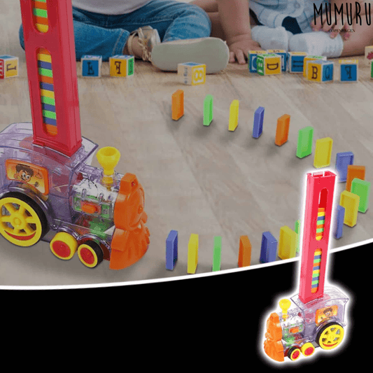 Domino Tog - Legetøjs tog der opstiller domino brikker!