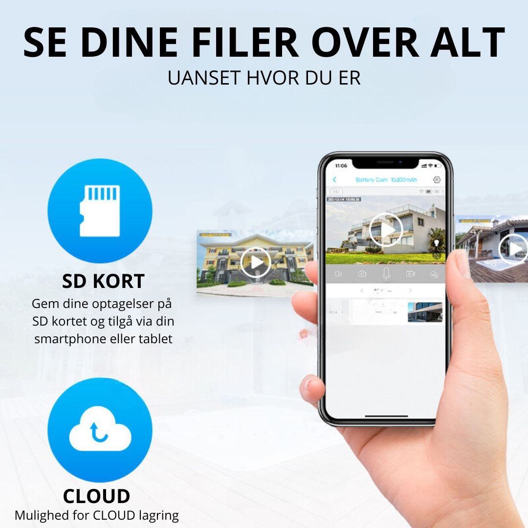 Fuld HD, 4G overvågningskamera, batteri holder strøm i 3-5 måneder