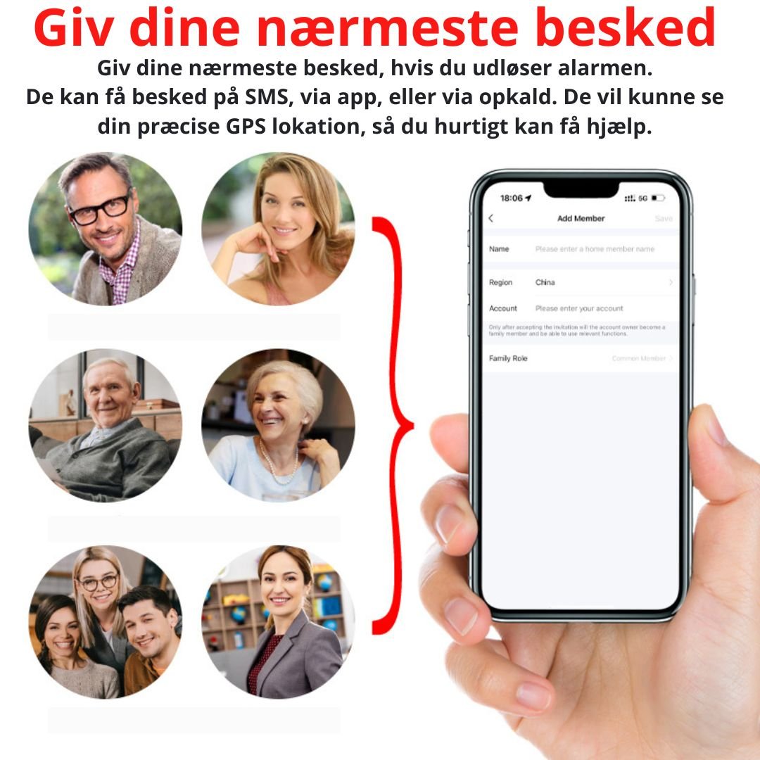 Overfaldsalarm med app, 130db sirene, Send alarm & GPS lokation til op til 20 kontakter