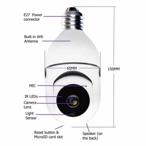 Overvågningskamera BULB 1080P Fuld HD - Wide angle view - Indedørs WIFI Kamera