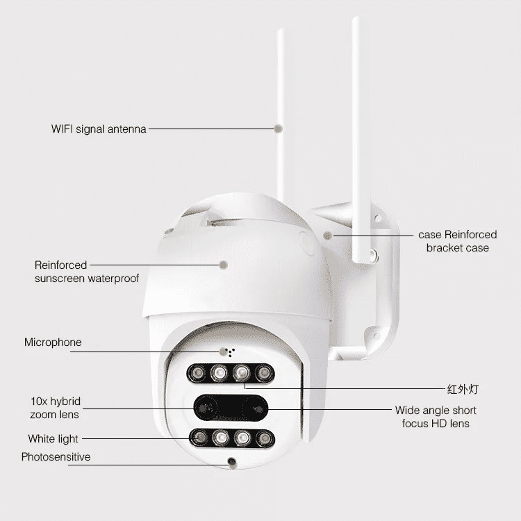 Premium Overvågningskamera 1080P Fuld HD - Wide angle view - Udendørs IP65 WIFI Kamera