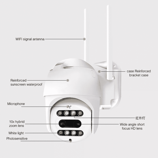 Premium Overvågningskamera 1080P Fuld HD - Wide angle view - Udendørs IP65 WIFI Kamera