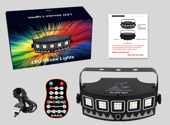 Premium RGB Strobe lampe - Super kraftig / Musikstyret / Fjernbetjent