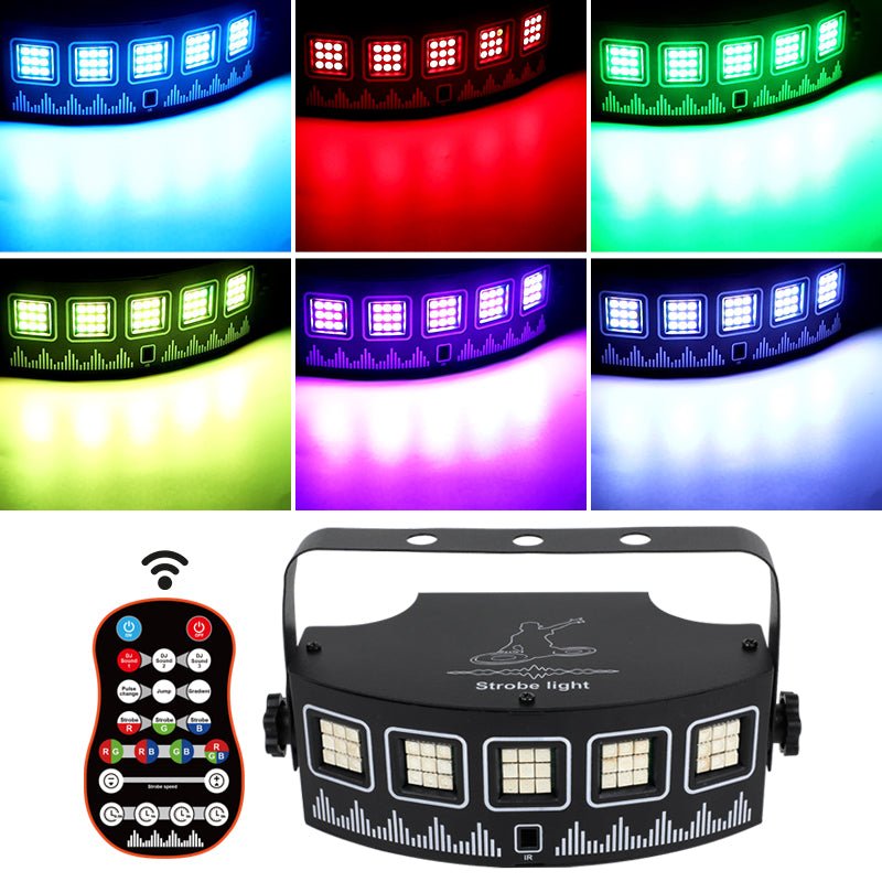 Premium RGB Strobe lampe - Super kraftig / Musikstyret / Fjernbetjent