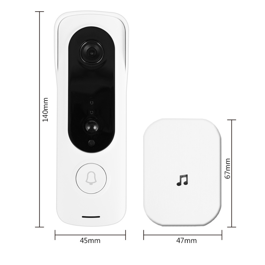 Premium Video Dørklokke sæt Fuld HD (Dørklokke med kamera, batterier og klokke ringe enhed)