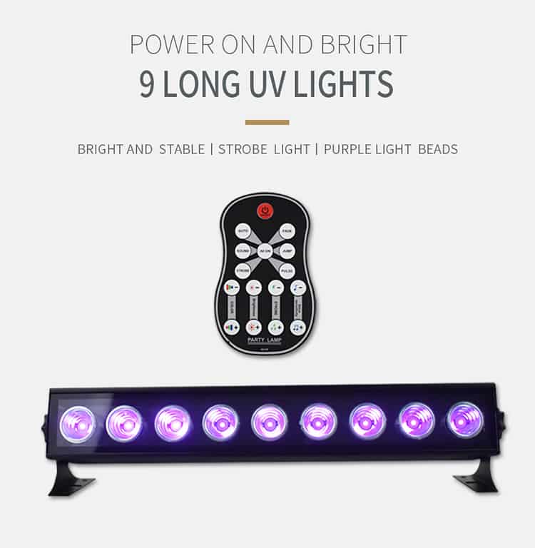 Rave Party - Kraftig Premium UV Lampe med 9 Lys!