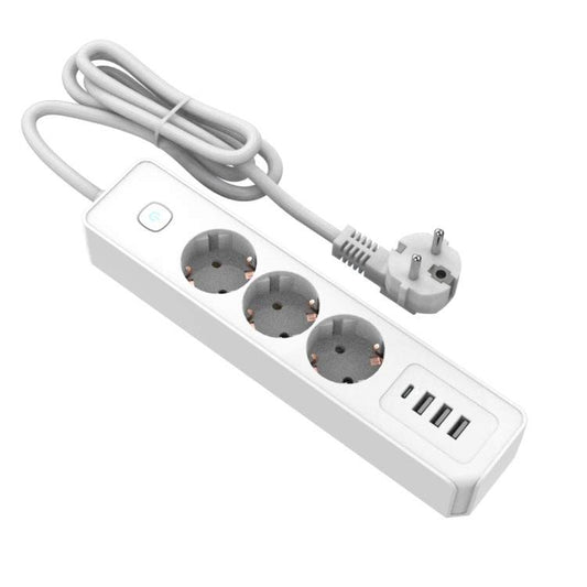 Stikdåse - 3 udtag, 3 USB A stik, 1 USB C stik