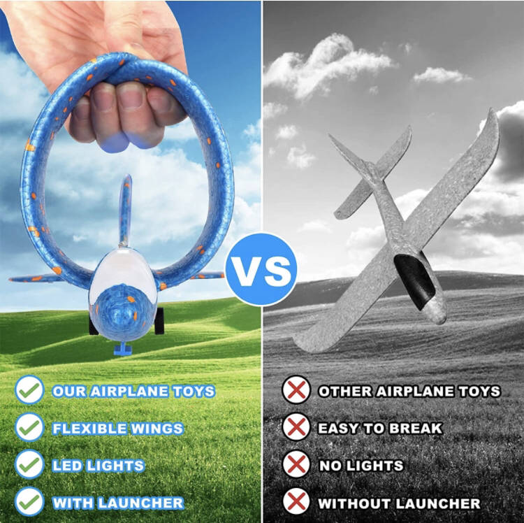 Svævende skumfly med Catapult Launcher gevær (3 pak)!