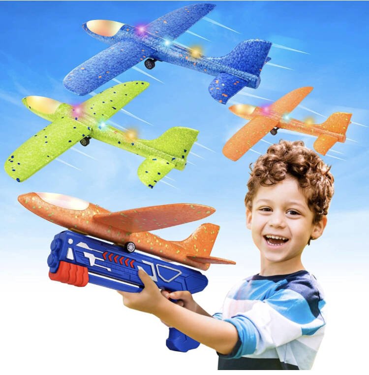 Svævende skumfly med Catapult Launcher gevær (3 pak)!