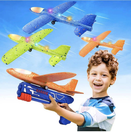 Svævende skumfly med Catapult Launcher gevær (3 pak)!