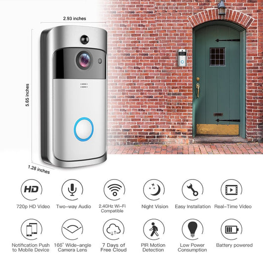 Trådløs WIFI Ringklokke med indbygget HD Kamera - Øg sikkerheden i hjemmet!