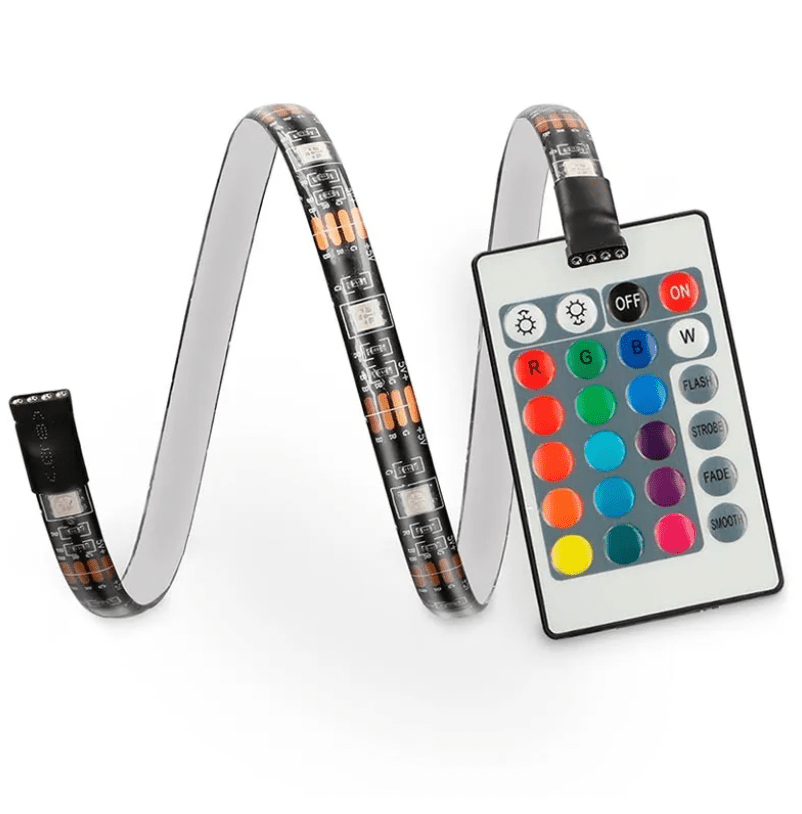 TV-monteret RGB LED-Strip med app styring og fjernbetjening (op til 70") - Forbedret version