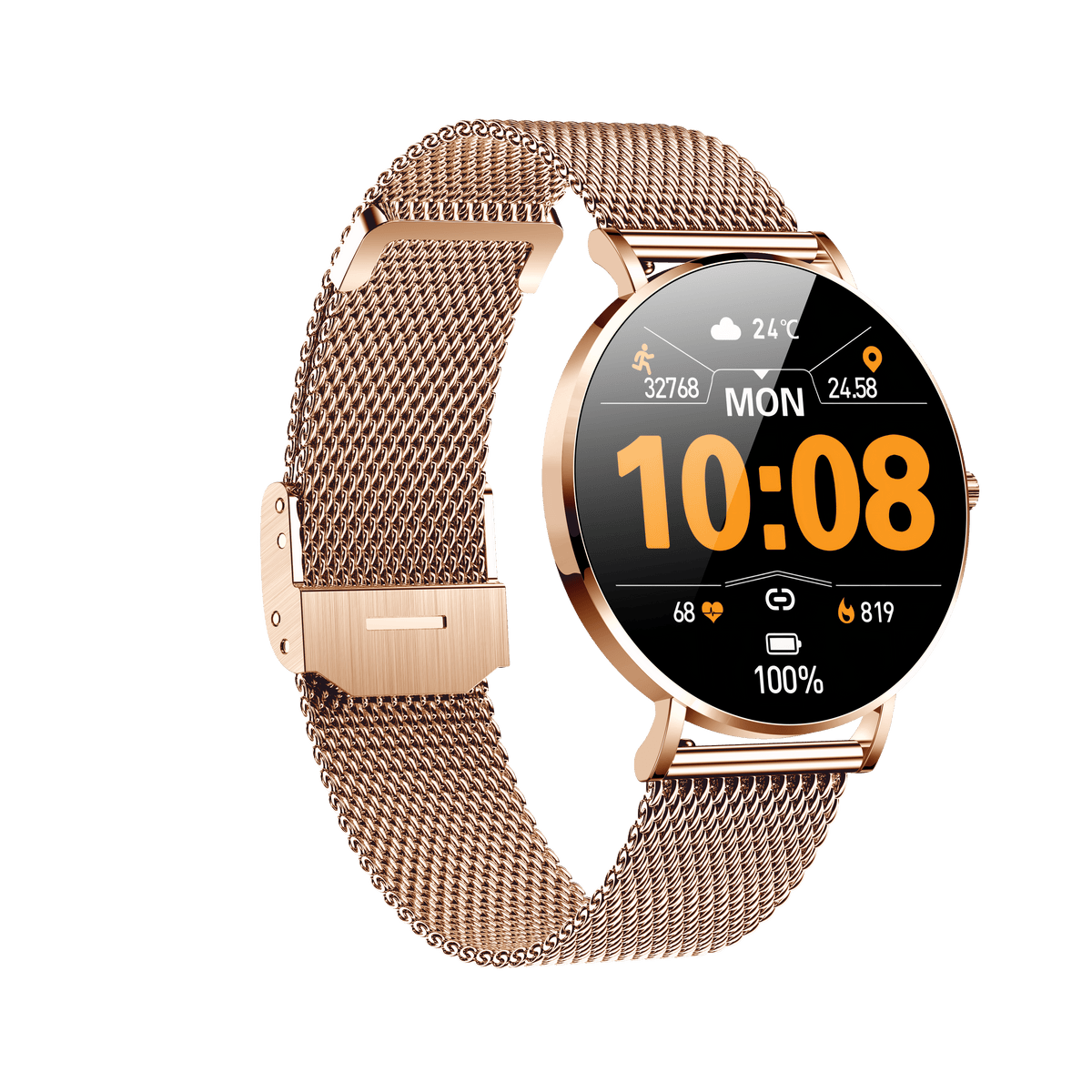 VivoElegance AMOLED - Vandtæt Smartwatch med Blodtryk, Puls, Blodiltnings måler og meget mere!