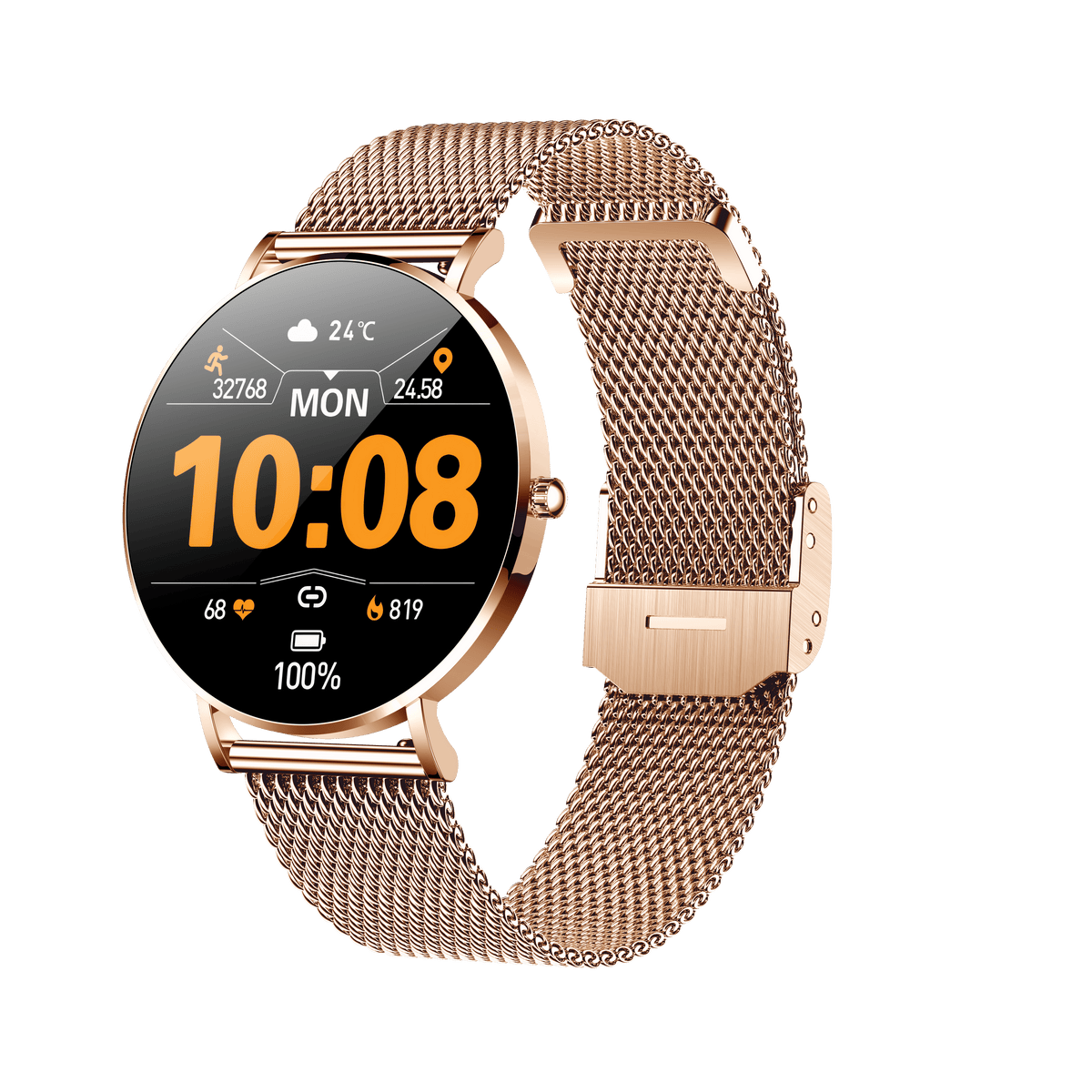 VivoElegance AMOLED - Vandtæt Smartwatch med Blodtryk, Puls, Blodiltnings måler og meget mere!