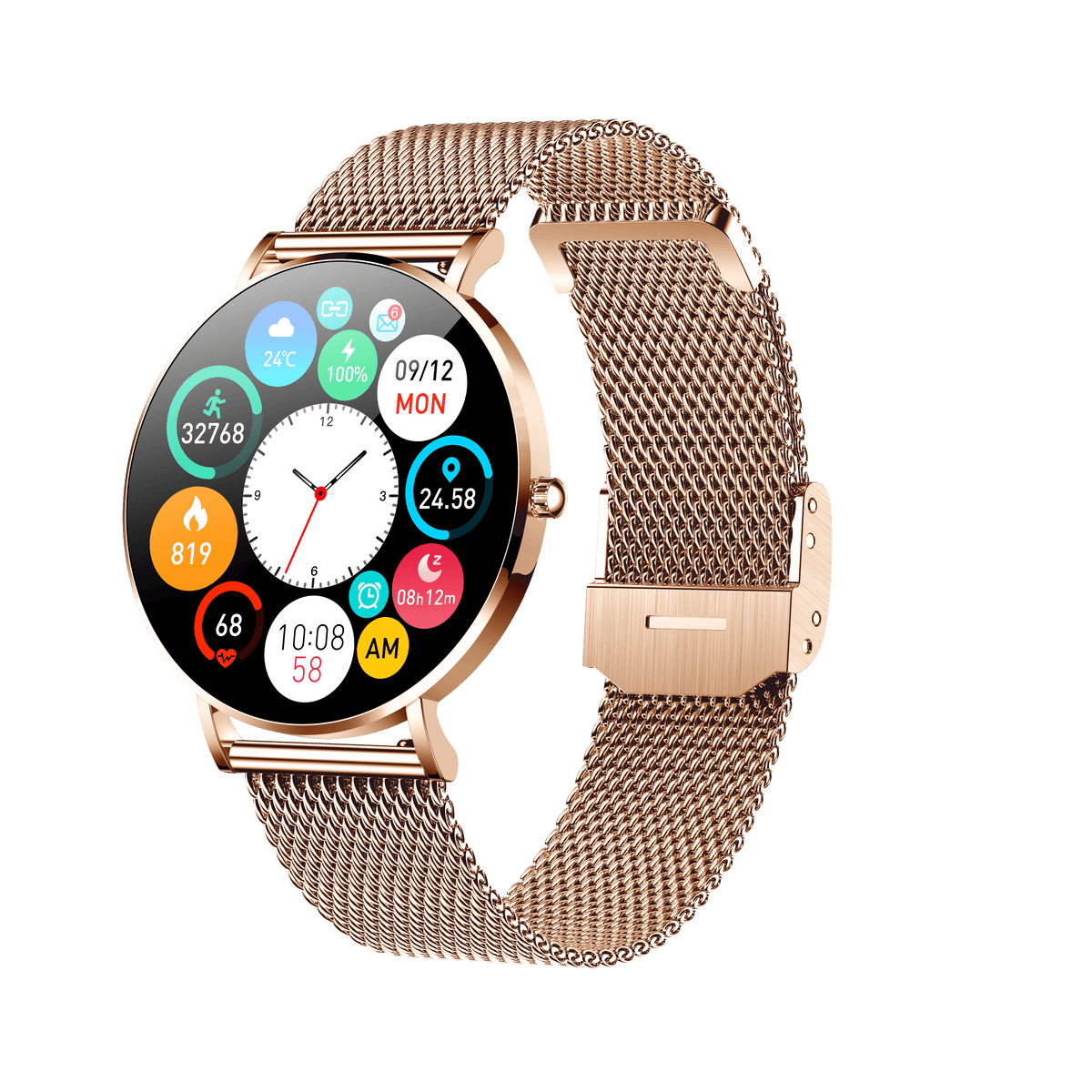 VivoElegance AMOLED - Vandtæt Smartwatch med Blodtryk, Puls, Blodiltnings måler og meget mere!
